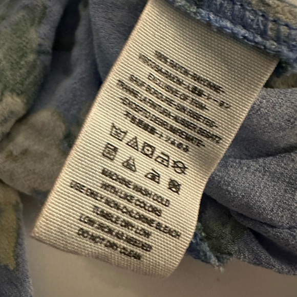 Free People blue Alora Floral print mini dress button front lace Sz 10 - Picture 8 of 8